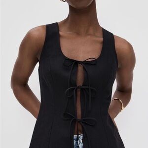 NEW NWT ALIGNE Lupin Linen Tie Waistcoat Lupin Linen Tie Waistcoat Black 4